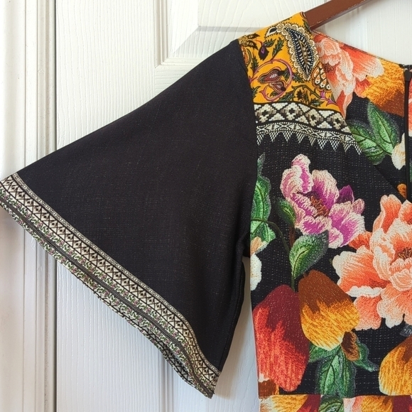 FARM Rio Anthropologie Esmeralda Floral Flowy Short Sleeve A-Line Maxi Dress XSP - Picture 4 of 14